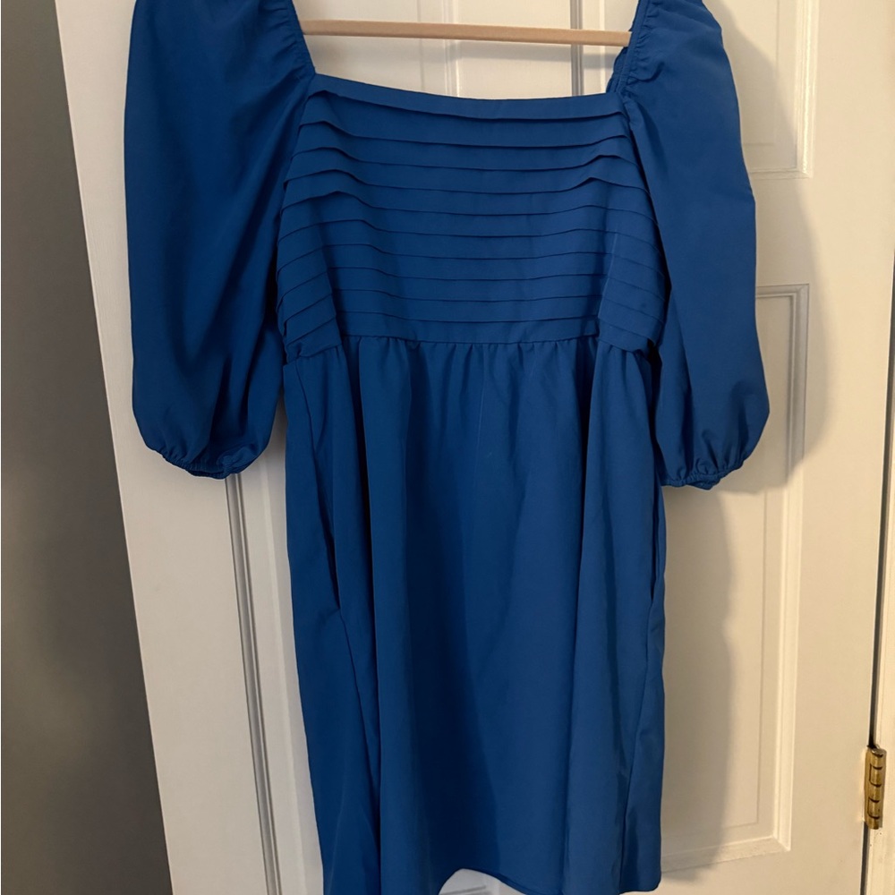 Blue Puff Sleeve Dress